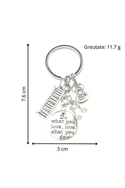 OEM Keychain for musicians "Rhythm on the keys", for music lovers and artists, silver