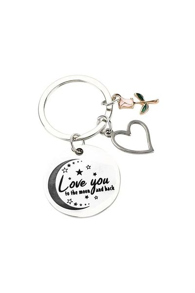 OEM "Love you to the moon and back" keychain, for lovers, husbands, friends, silver