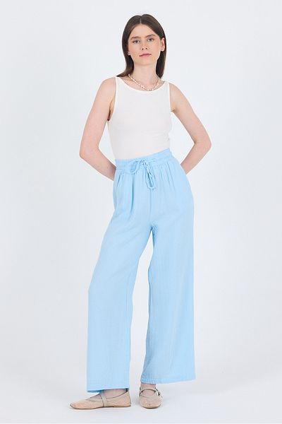 Rays Baby Blue 100% Cotton Muslin Palazzo/Wide Leg Trousers 8056A