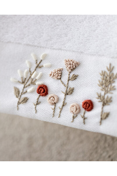 Madame Coco Thelma Вишитий 100% бавовняний рушник для обличчя - Білий - 50x76 см