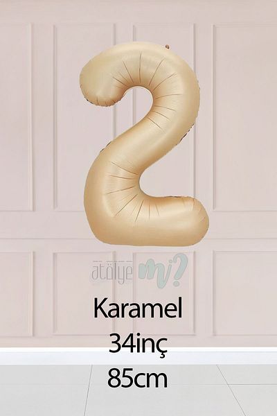 Atölye Mi 2 Year Old Caramel Number Balloon 34 Inch Sand Beige Age Balloon