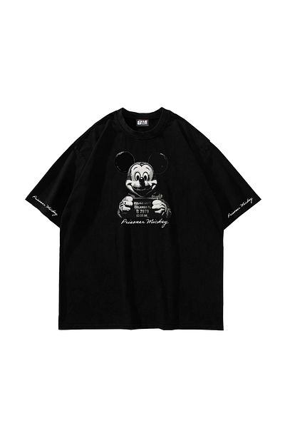 Sekizbiraltı Μαύρο μπλουζάκι Unisex με στάμπα Prisoner Mickey