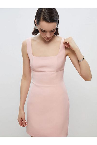 LC Waikiki Soulife Pink Square Neck Mini Dress