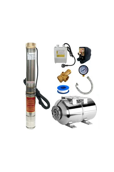 COBI SMART® Water tank kit, 24 L stainless steel, multi-stage submersible pump LUK 100QJD, 1.1 kW, 120m, 5 m3/hour