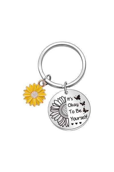OEM Motivational flower keychain "It's okay to be yourself", inspired for friends