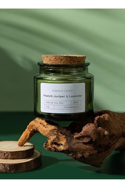 Generic Scented Candles, Long Lasting Strong Fragrance Aromatherapy Candles, 70g (FRENCH JUNIPER & LAVENDER)