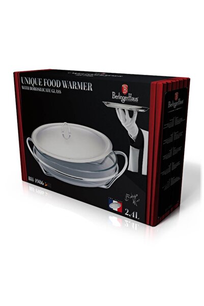 Berlinger Haus Oval Food Warmer 2.4L Black Silver Collection