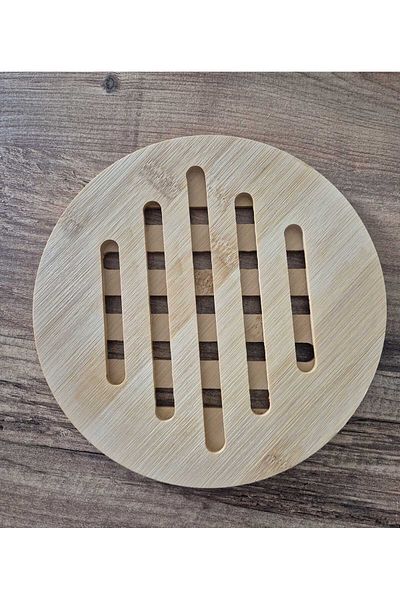 Eşya Dünyası Bamboo Trivet Heat Resistant Wooden Pot and Pan Mat Non-Slip Kitchen Serving Product (Round)