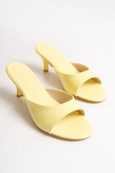 LDR Women's Yellow Open Toe Heeled Slippers