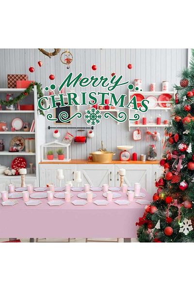 Forfamy Christmas tableware set, pink/white, paper, 81 pieces
