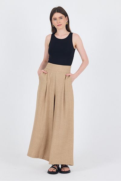 Rays Mink High Waist Pleat Detailed Wide Leg Trousers 4810A