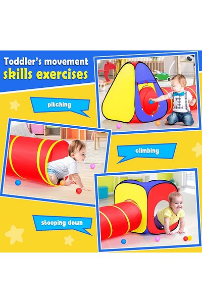 Yelajoy 3Pcs Pop Up Toddlers Playhouse,Combination Set Toy,Children's Indoor and Outdoor Amusement Park