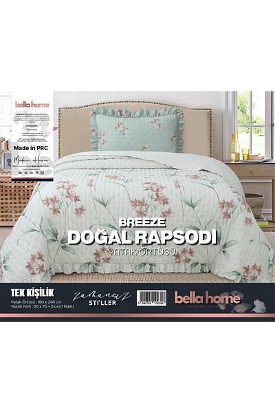 Bella Home Set cuvertură de pat de o persoană Breeze Frilly - 180x240 cm