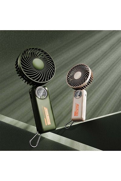 SKYDDAR INNOVATION Portable Fan with LED Display Z8, 3 Speeds, USB-C 2A, 3600mAh, Compact and Lightweight, White