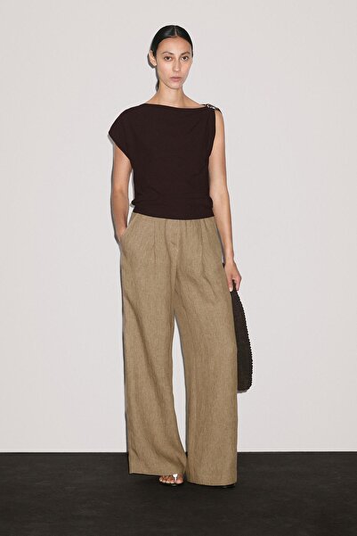 Massimo Dutti Broş detaylı drapeli yaka top