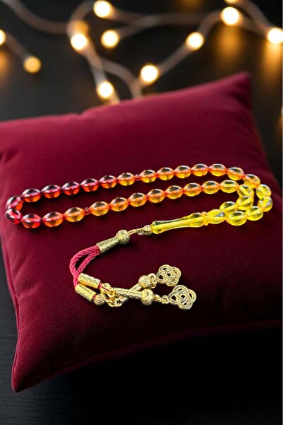 Atolyezone Sarı Kırmızı Renk Süzmesi Toz Kehribar Tesbih, Kehribar Tespih Dök...