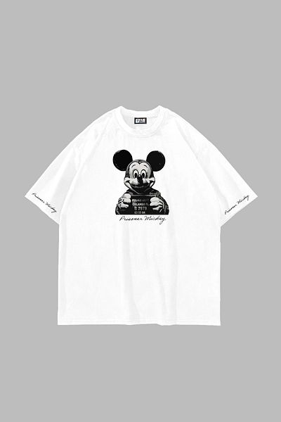 Sekizbiraltı Λευκό μπλουζάκι Unisex με στάμπα Prisoner Mickey
