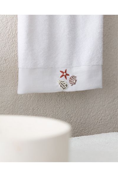 Madame Coco Ethe Embroidered 100% Cotton Face Towel - White - 50X76 cm