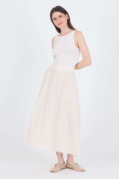 Rays Natural 100% Cotton Muslin Midi Skirt 7038