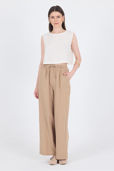 Rays Mink 100% Cotton Muslin Palazzo/Wide Leg Trousers 8056A