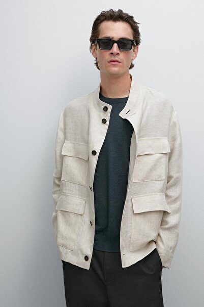 Massimo Dutti Baştan aşağı stil keten ince ceket