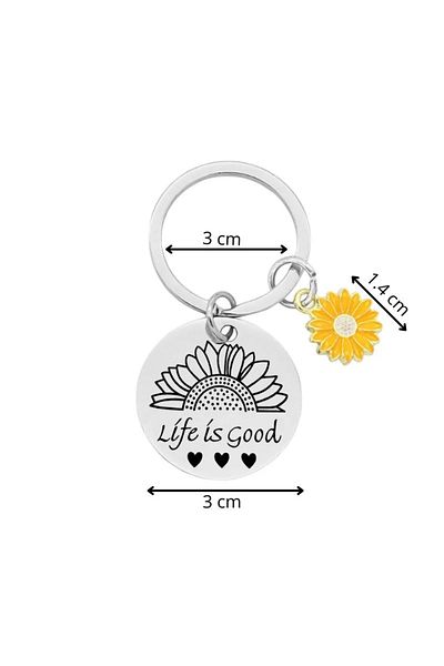 OEM "Life is Good" keychain with flower for friends and family, multicolor