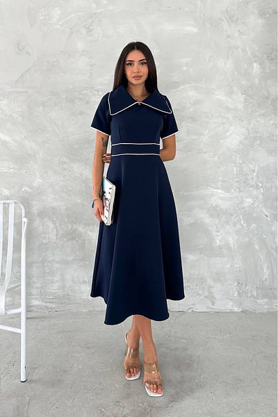 Neşeli Butik Women's Collar Detailed Midi Length Dress Nbk057
