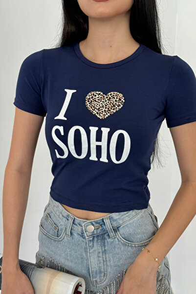 alanora Γυναικείο Crop Top από Λύκρα με στάμπα καρδιάς