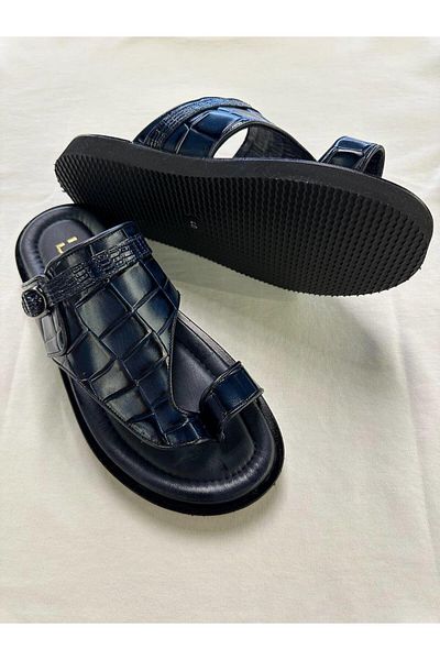 Serhat Özköroğlu Lfr-6142 Croco Roller Slippers Navy Blue