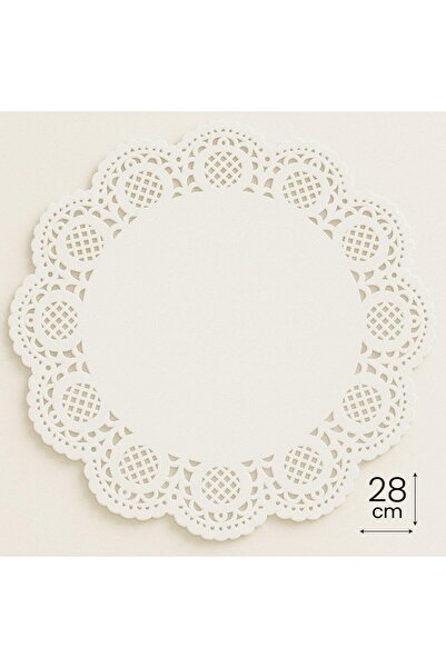 Dolphin Dantel Görünümlü Kağıt Tabak Altlığı - 28 Cm. - Beyaz Dantel Kağıt - ...