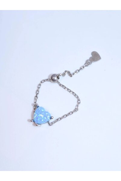 Reorah Collection Kalpli Chain Yüzük Mavi Opal 925 Ayar Gümüş