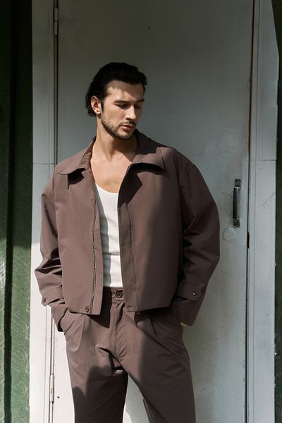 MAİ COLLECTİON Ανδρικό μπουφάν Sergio Belt Detail καφέ