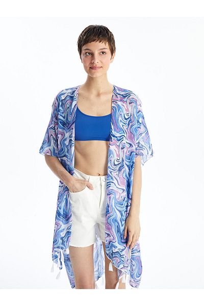 LC Waikiki Lcw Shawl Collar Patterned Women's Kimono Fast Fashion
