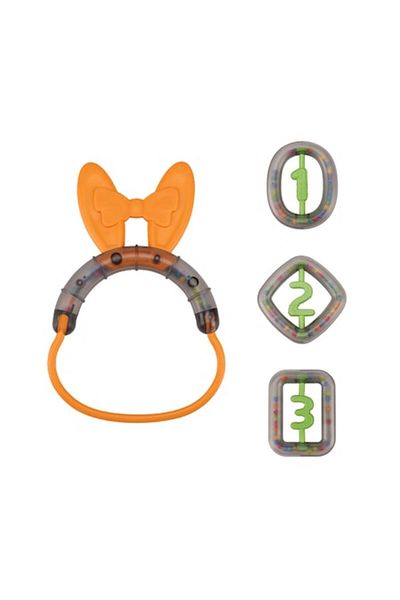 tumama Set of 4 Geometric Rattles with Silicone Numbers for Teething Babies and Children
