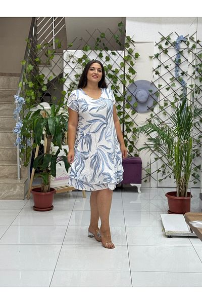 Punta Otantik Nc50122 Italian Short Sleeve Cotton Linen Dress White
