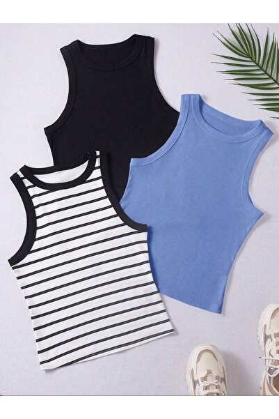 bemmoda طقم نسائي مكون من 3 قطع بلوزة رياضية مرنة ملونة