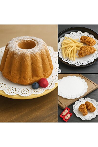 Dolphin Dantel Görünümlü Kağıt Tabak Altlığı - 26 Cm. - Beyaz Dantel Kağıt - 100 Adetlik Paket