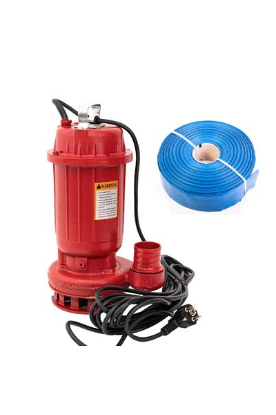 COBI SMART® Pachet pompa submersibila apa murdara WQD10, 1.1 KW, 1.5 CP, 250 l/min, furtun pompier 2 toli, 50 m