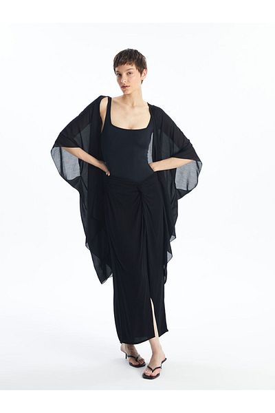 LC Waikiki Lcw Women's Shawl Collar Plain Kimono Fast Fashion
