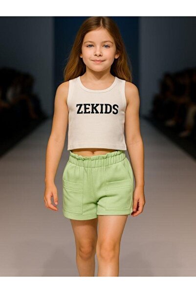 Zekids Girl's Cotton Elastic Waist Shorts