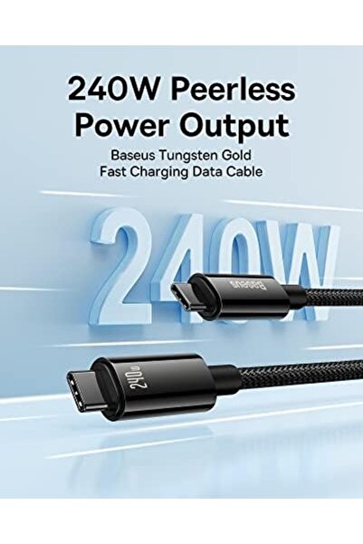 Baseus USB C Cable, 240W PD 3.1 5A Fast Charging USB C to USB C Charger Cable