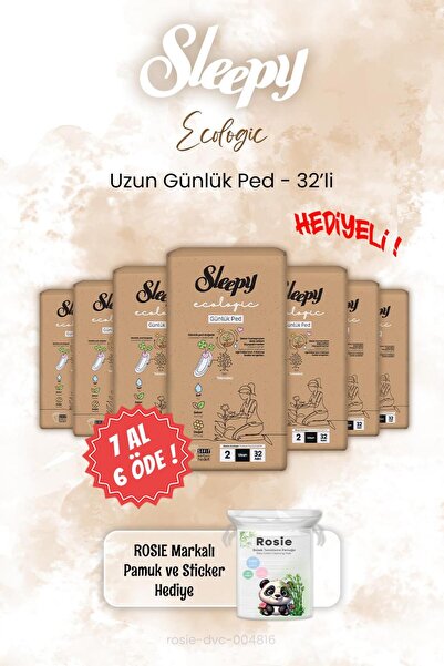 Sleepy 7 AL 6 ÖDE Sleepy Ecologic Günlük Ped Uzun 23'li ve ROSIE