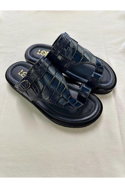 Serhat Özköroğlu Lfr-6142 Croco Roller Slippers Navy Blue