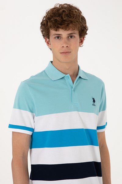 U.S. Polo Assn. Men's Regular Fit Aqua Polo Neck T-Shirt 50306820-Vr007