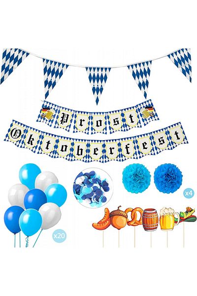 Koogel birthday set, 31 pieces, paper/latex, white/blue
