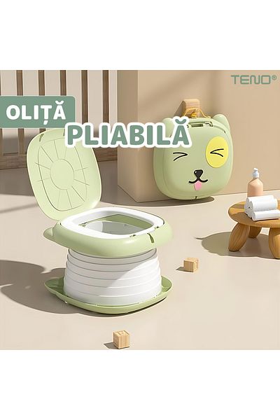 Teno Olita Portabila Multifunctionala Teno®, design pliabil, confortabila, suport pentru saci, verde