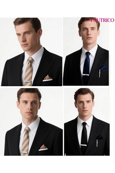 Youtrico Tie-7.5CM and Handkerchief 3PCS Handmade Formal Hanky Suit