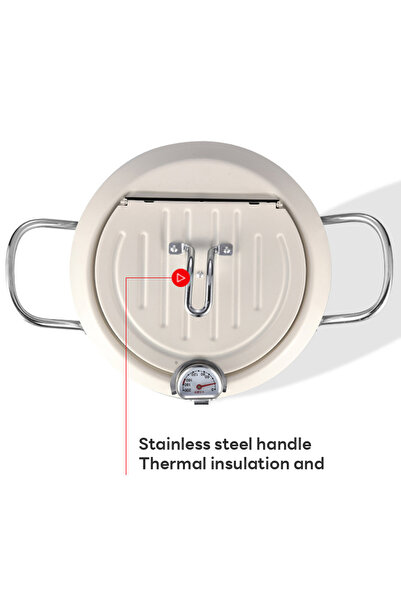 sharpdo Household 304 Stainless Steel Fryer, Temperature-Controlled Fryer with Thermometer 20CM