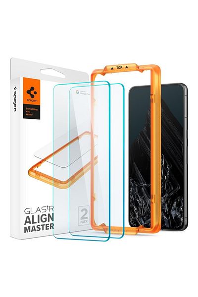 Spigen [SET 2x] Google Pixel 8 Pro tempered glass screen protector, Glas.tR Align Master, Transparent