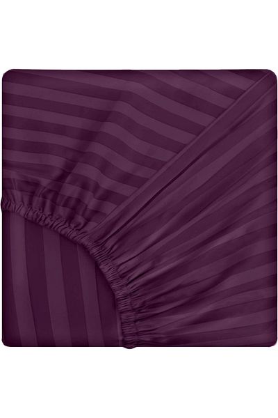 Five Store Fitted sheet with elastic in damask, density 130 g/m2, Purple, 90/200cm